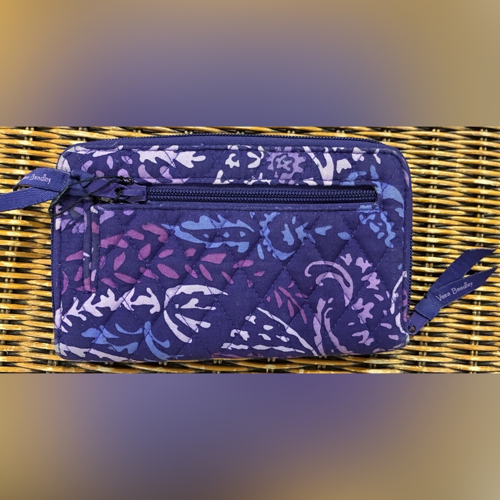 Vera Bradley Turnlock Wallet in the Paisley Amethyst pattern - Picture 2 of 5